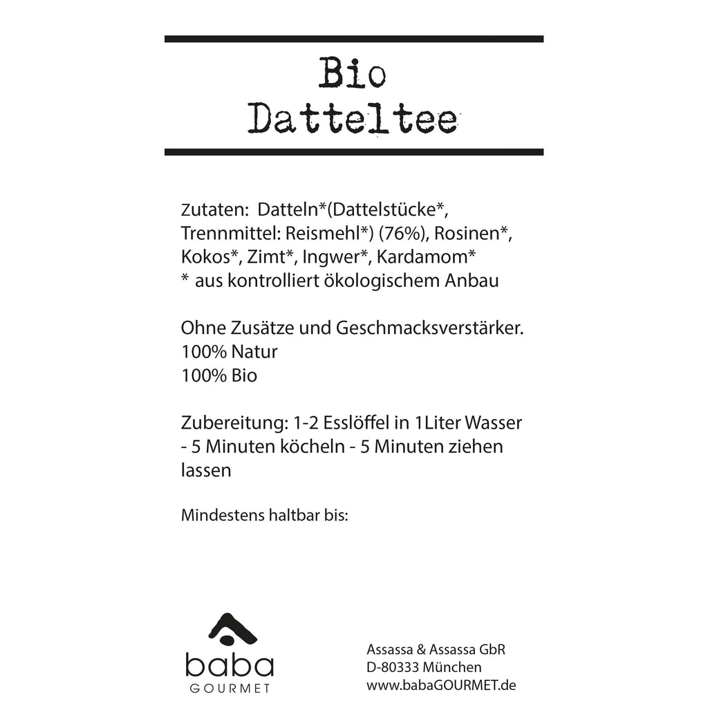 baba GOURMET - Bio Datteltee lose 250 g