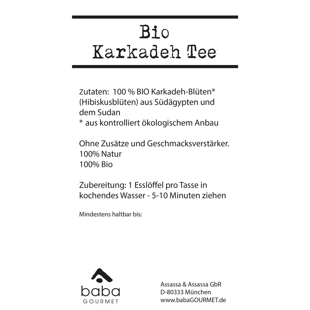baba GOURMET - Bio Karkadeh Tee lose - Hibiskustee 100g