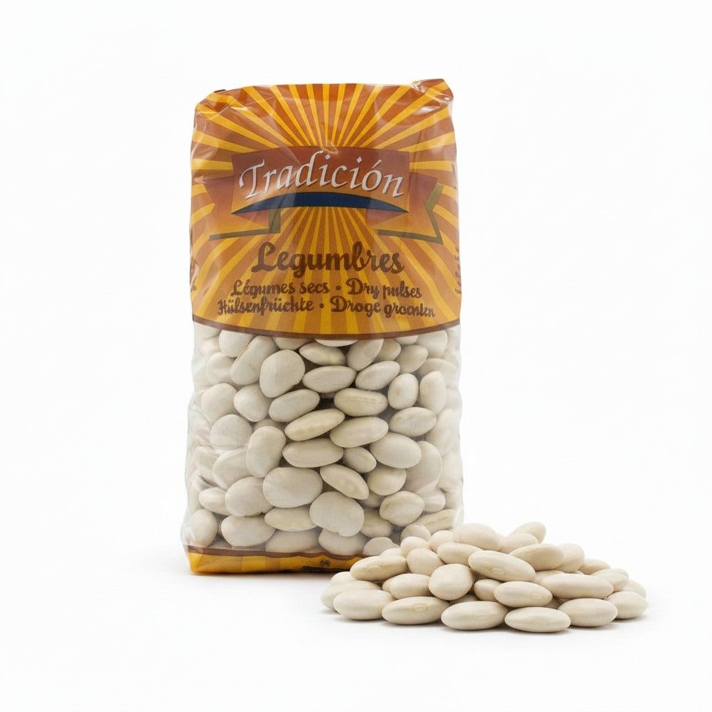 babaGOURMET Tradicion dried white giant beans, protein-rich, 800g bag. Ideal for oriental and Mediterranean cuisine.