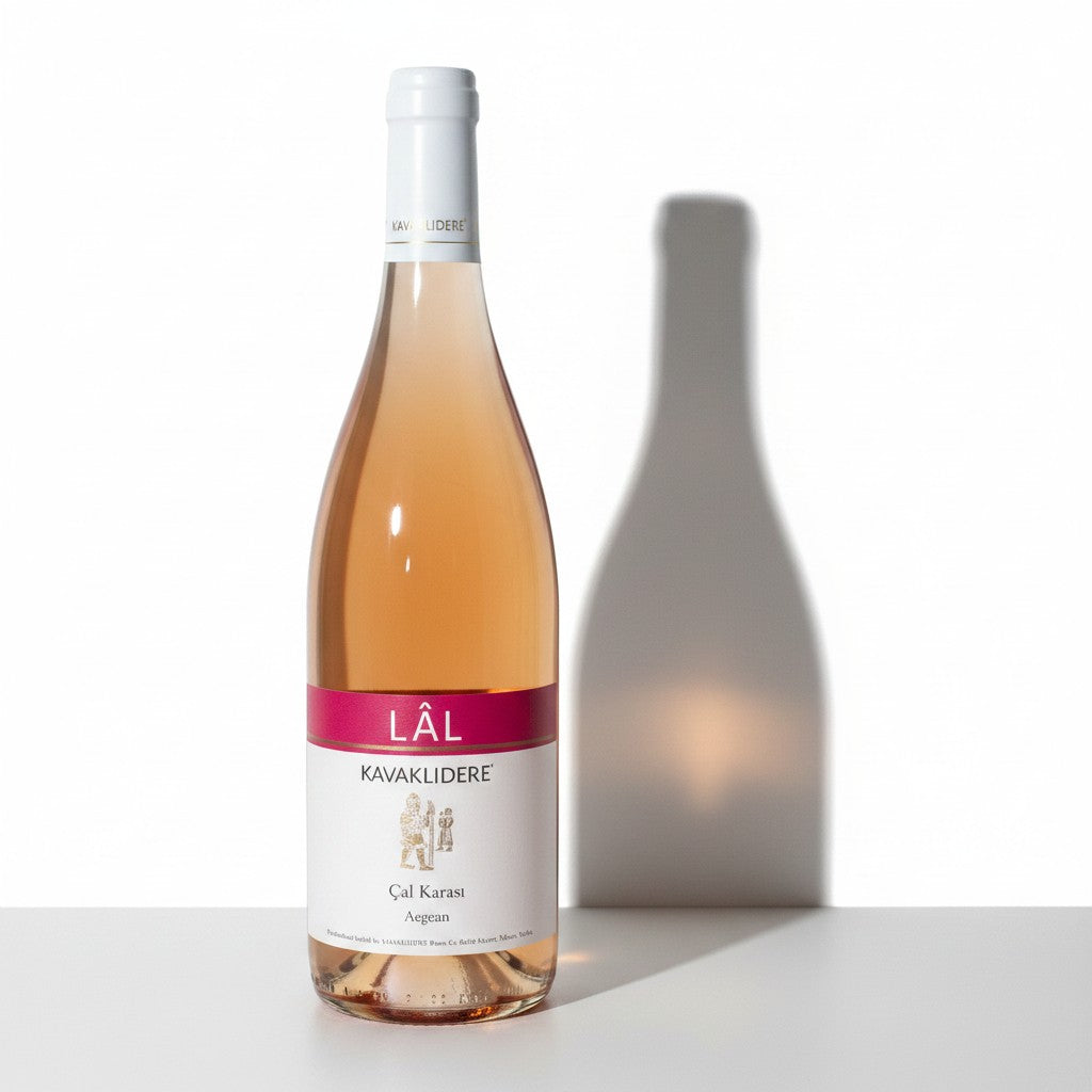 babaGOURMET Kavaklidere Lal Rosé wine, 0.75 cl bottle, light pink hue, fresh and fruity with strawberry, raspberry, and citrus notes.