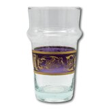 babaGOURMET - typisch marokkanisches Teeglas »Beldi« M -  mit farbigen Ornamenten - 6er Set - handgemachtes Beldi-Glas aus Marokko