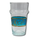 babaGOURMET - typisch marokkanisches Teeglas »Beldi« L -  mit farbigen Ornamenten - 6er Set - handgemachtes Beldi-Glas aus Marokko