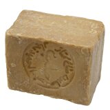 babaGOURMET Aleppo-Seife Olivenölseife mit 5% Lorbeeröl - handgefertigtes Naturprodukt vegan + Peeling Handschuh