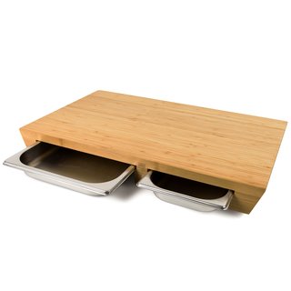 Schneidebrett Bambus style duo mit zwei Edelstahlwannen