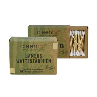 cleenbo Bambus Wattestäbchen 2 Packungen (400 St.)